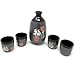 TJ Global Glazed Ceramic 5 Pcs Japanese Sake Set Chinese Calligraphy