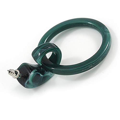 Pendientes de aro de acrílico verde oscuro y negro de 65 mm 5