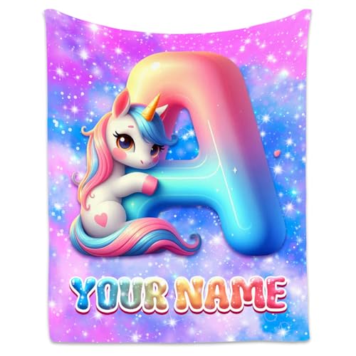 Unicorn Blanket for Girls - Personalized Gifts for Kids - Custom Blankets for Unicorn Lovers - Cozy Lightweight Throw for Sofa & Bedroom Decor