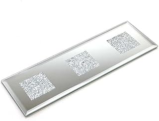Angraves Lustre Silver Sparkle Glitter Mirrored Glass Display Candle Plate