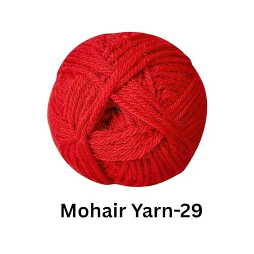 Image of VCR Mohair Nylon Cherry Red Yarn, 100 Grams Hank, 196 Meters Length, Acrylic 75%, Mohair Nylon 25%, Pack of 1 Yarn, Soft Crosia Threads, Suitable for Winter Garments.