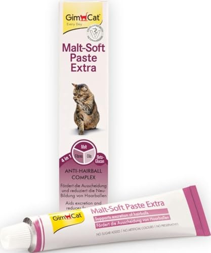 GimCat Malt-Soft Paste Extra - Anti-Hairball Katzensnack fördert Ausscheidung von Haarballen - 1 Tube (1 x 200 g)