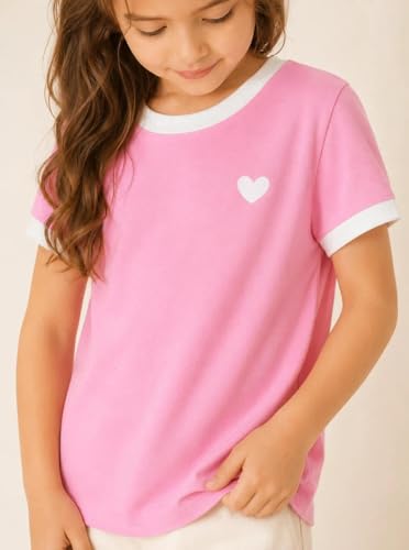 Image of Girls' Graphic Tees Summer Cute Tops Casual Short Sleeve Crew Neck T Shirts