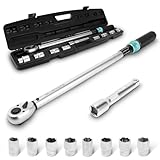 BLUEMARS Heavy-Duty 60-330NM 8PCS 1/2" Sq Drive Click Torque Wrench Set Dual-Direction Adjustable Car Wheel Torque Wrench (17mm,19mm,21mm,24mm)