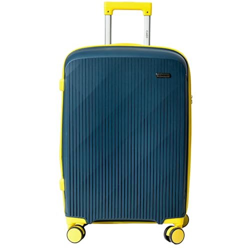 Image of CAGE 8 Wheels Trolley Bag Hard Case Polypropylene 360 Degree Wheeling System Luggage, Trolley Bags for Travel, Suitcase for Travel (Lime Sapphire, Cabin | 55 cm | Small)