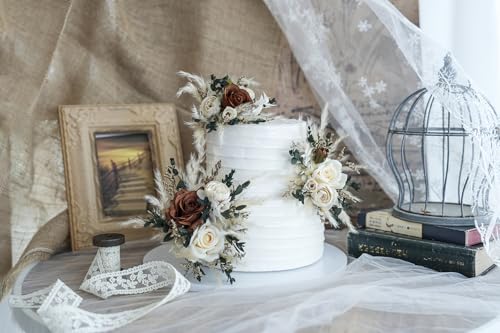 Set de 3 decoraciones florales para pasteles de boda miniatura 3