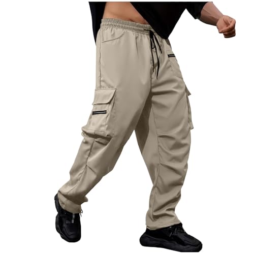 Mens Cargo Pants Lightweight Quick Dry Baggy Elastic Waist Casual Hiking Pants Drawstring Y2k Joggers Trousers 2025
