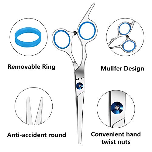 Professional Hair Cutting Scissors Shears Barber Thinning Set Kit- Family Hair Cutting,Barber Hair Cutting Tool Thinning Texturizing/Blue 6" #TOP2