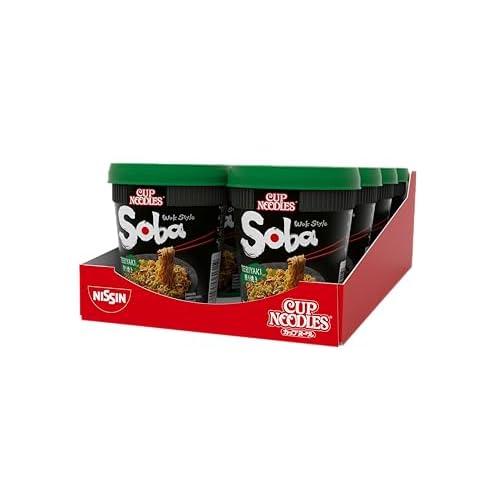 Nissin Cup Noodles Soba Cup – Teriyaki, 8er Pack, Wok Style Instant-Nudeln japanischer Art, mit Teriyaki-Sauce und Gemüse, schnell im Becher zubereitet, asiatisch Essen (8 x 90 g)