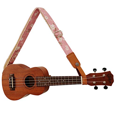MUSIC FIRST Sangle pour ukulélé vintage en mousseline souple et cuir véritable avec sangle en cuir véritable Rose Sakura - Les Beatles, Paul McCartney, John Lennon, RIngo Starr, George Harrison MUSIC FIRST Sangle pour ukulélé vintage en mousseline souple et cuir véritable avec sangle en cuir véritable Rose Sakura – Image 3