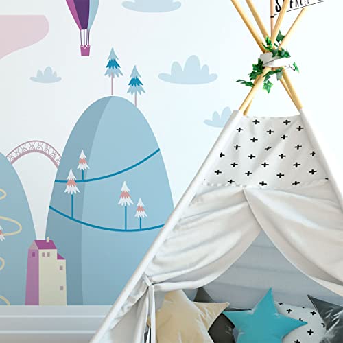 Ambiance Sticker Wandaufkleber für Kinder, Dekoration für Babyzimmer, selbstklebend, riesig, Heißluftballons, 100 x 150 cm