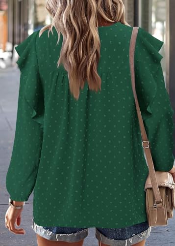 BETTE BOUTIK Womens Boho Fall Long Sleeve Shirts Crewneck Dressy Casual Blouses Trendy Flowy Tops