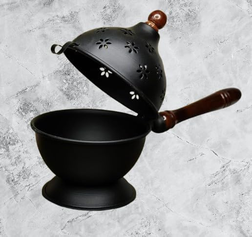 Dangfly Metal Incense Burner Loban Dani Dhoop Dani Aarti Metal Loban Dhoop Dani/Dhoop Dani Burner for Home Office Temple Puja(Round) Metal (Big)