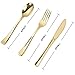 N9R 300PCS Gold Plastic Silverware, Heavy Duty Gold Plastic Cutlery Set Disposable Flatware Dinnerware, 100 Forks, 100 Spoons, 100 Knives, Perfect for Party, Wedding and Daily Use