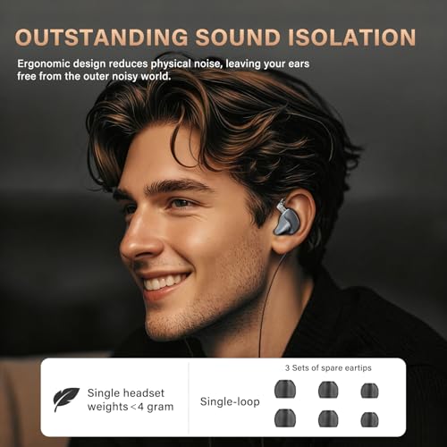 Image of MAXAUX in Ear Monitors Earphones Wired IEM Headphones Without Microphone,1DD+1BA HiFi Bass,4N OFC Detachable Cable,Noise Isolating Earbuds for Musicians,Singers,Studio,Gaming,Stage Monitors,DJ,PC,PS5