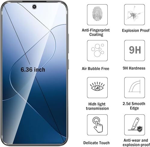 Image of Tempered Glass Screen Protector Compatible for Xiaomi 14 5G with Edge to Edge Coverage and Easy Installation Kit, Pack of 1, Black