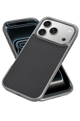 シズカウィルRe iPhone 17 Pro 用 ケース カバー シリコン 耐衝撃 カーボン調ケース スマホケース グレー 1個入り