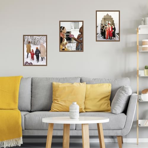 Image of JCJMY 11x16 Picture Frame Brown for Wall Hanging, Wall Mounting Horizontally or Vertically, 11 x 16 Wall Gallery Poster Photo Frame with Shatter Resistant Plexiglass, Brown