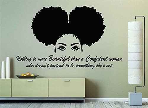 African Woman Wall Art Decal Beautiful Afro Black Girl Vinyl Wall Stickers Living Room Woman Bedroom Murals Home Decor LL2473 (LL2473 Black)