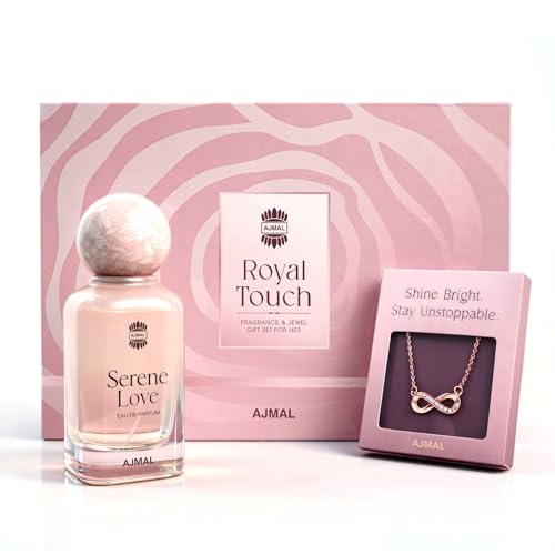 Ajmal Royal Touch Women Perfume Giftset | Serene Love Perfume 65ml + Infinity Necklace| Elegant Fragrance and Jewellery Gift for Women
