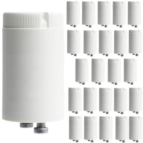 Diodesy- Pack of 25 Fluorescent Lamp Starter, White Ceramic Finish, FS12 Ballast Starter, UL Listed