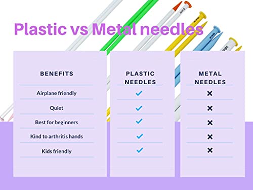 Knitpal 16-Inch Long Straight Plastic Knitting Needles For Large Projects, Set Of 6 Big Needles With Us Sizes 10.75, 11, 13, 15, 17 And 19 (7,8,9,10,12 And 16Mm) | With Knitting Guide #TOP3