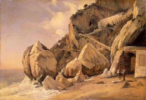 Impression d'art Les rochers d'Amalfi de Corot sur toile haut de gamme