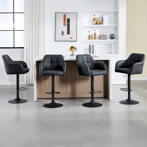 Orirsnug Swivel Bar Stools Set of 4, Faux Leather Counter
