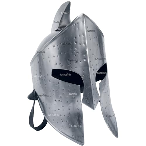 Image of AnNafi Medieval Armour King Leonidas Greek Spartan Helmet | 300 Roman Helmet| Silver Ancient Cosplay Costumes