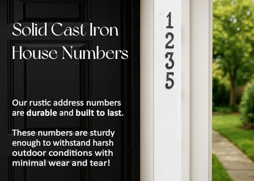 Image of NACH JS-RN4-0 Rustic Cast Iron House Numbers, 4 Inch, Black