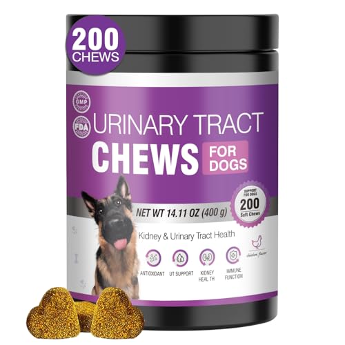 Dog Uti Treatment Cranberry Supplement for Dogs 200 Chews Urinary Tract Medicine Bladder Control Pills Kidney Support Cranberrys Extract Bites Uti Infection Treats Incontinence Remedy for Dogs Chicken