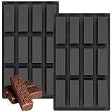 YXHZVON 2 PCS Moules Pour Barres De Céréales, 12 Cavités Moule Silicone Rectangulaire, Anti adhésif Moule à Chocolat pour truffe, Pain, Muffin, Brownie, Pain de maïs, Cheesecake et Savon (Noir)