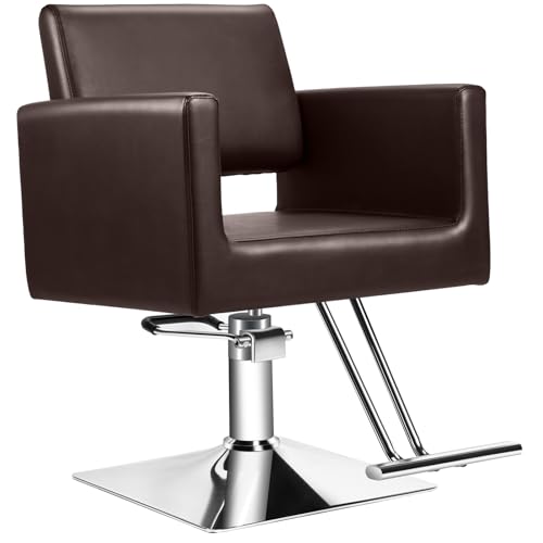 Hairdresser Barber Salon Chair Capacity 330 Lbs - with Heavy Duty Hydraulic Pump 360 Swivel Adjustable Spa Beauty Equipment Hair Stylist Women Man for Barbershop Home Hairdresser Barber (Brown)
