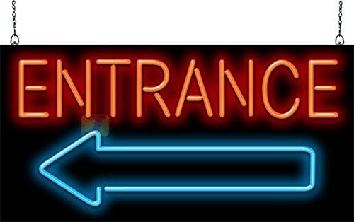 Entrance with Arrow Neon Sign