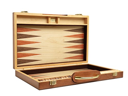 Walnut Wood Backgammon Set - 15" Classic Handcrafted Wooden Attache Case #TOP4