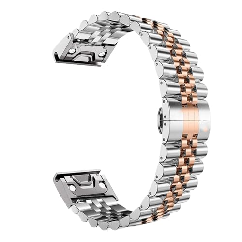 [ȓX] 26mmX`[Xgbv 7Pro Fenix 8 7 6X 7 5 6 Pro 5X 3HRxg voh 22mm^uXbgANZT[ɓK(Silver Rose Gold,For Garmin 26mm)