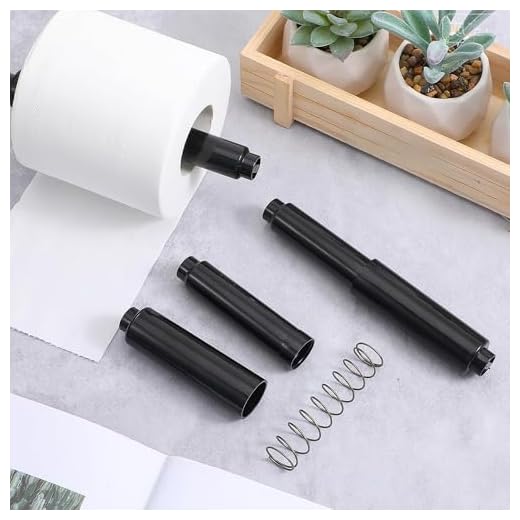 2PCS Toilet Paper Holder Roller Replacement – Black Spring Loaded Bathroom Tissue Holder Rod Insert