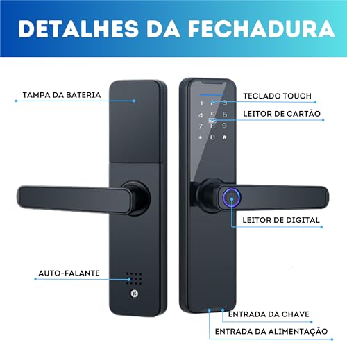 Fechadura de Segurança inteligente Biométrica Touch Wifi Digital