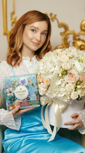 LOVARE Black and Green Tea Bags Variety Pack - Made in Ukraine Tea Sampler - Individually Wrapped 90 Assorted Tea Bags - Gift Box For Tea Lovers (FEST TEA SET)