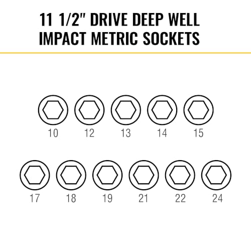 Image of Klein Tools 65111IMPCTM KNECT Deep Well Impact Socket Set, 1 /2-Inch Drive, Metric, Color Coded, MODbox Case, Impact Adapter and Extension, 14-Piece
