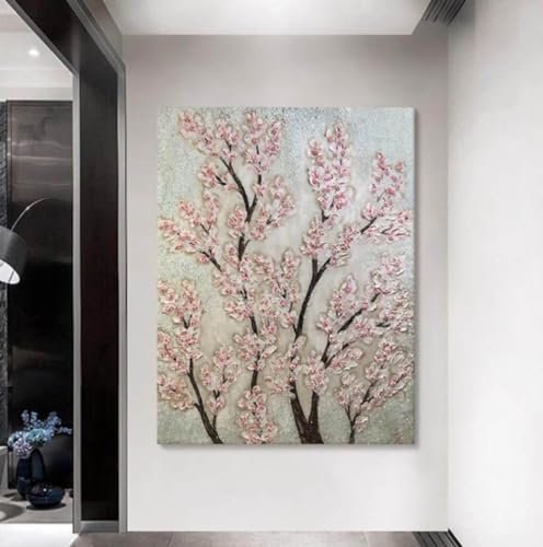 Peinture à l'huile fleur de prunier grand format sur toile pour salon