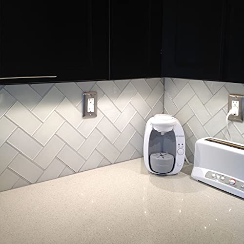 Dicofun 72-Piece Peel And Stick Glass Tile, 3" X 6" Self Adhesive Subway Glass Backsplash Tile For Kitchen And Bathroom, Bright White (Including Tile Trim) #TOP3