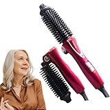 Mini Collaspe Hair Curler, Tangle-Free Curling Iron Brush and Volumizer, 1 inch Dual Voltage Travel-Friendly Tourmaline Ceramic Ionic Brush Styling Wand（Don't Blow Air