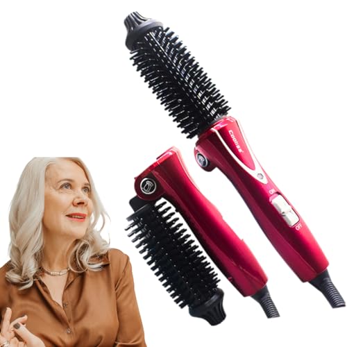 Mini Collaspe Hair Curler, Tangle-Free Curling Iron Brush and Volumizer, 1 inch Dual Voltage Travel-Friendly Tourmaline Ceramic Ionic Brush Styling Wand（Don't Blow Air