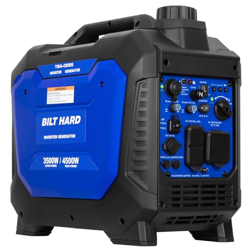 BILT HARD Dual Fuel Gas & Propane Powered Generator 4500W, Gas & Propane Powered Generator with CO Sensor, RV Ready, Parallel Capable, 4-Cycle Engine Portable Outdoor Generators for Home, Camping