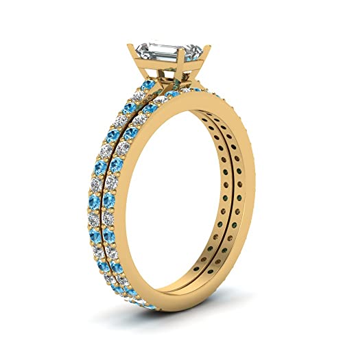 Image of 55Carat Choose Your Gemstone Emerald Shape 14k Yellow Gold Plated Wedding Ring Classic Delicate Diamond CZ Everyday Wedding Jewelry Handmade Ring Minimal Surprise Gifts for Ladies : US 4 to 12