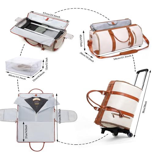 Jenni Travel Bag 2.0 Roller Rdition, Convertible Jenni Bag 2.0 with Removable Wheels, High Capacity Jenni Bag with Shoe Compartment (Black)2