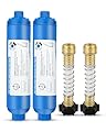 Inline RV Water Filter for Hose Attachment with 2 Flexible Hose Protector for Garden, RV, Camper, Marine for Drinking, Car Washing, Gardening, Planting, Spa, Reduces Chlorine. ???? Pack