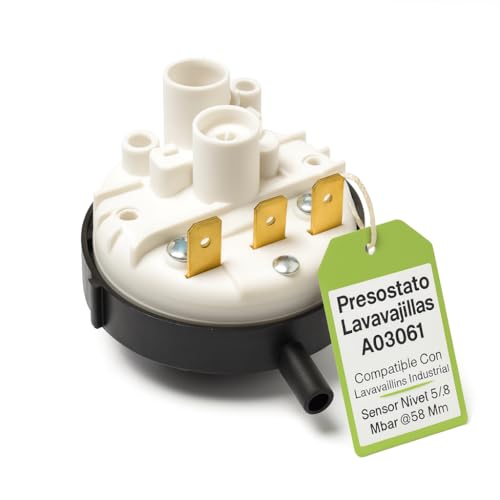 CubetasGastronorm ® Presostato Simple Lavavajillas A030061 Control nivel agua Sensor presión 35/8 mbar Ø58 mm Repuesto profesional hostelería Compatible con lavavajillas industriales y domésticos
