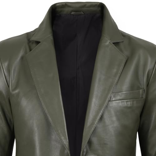 Image of fjackets Mens Leather Jacket - Real Lambskin Leather Blazer, Notched Collar Sport Coat for Men